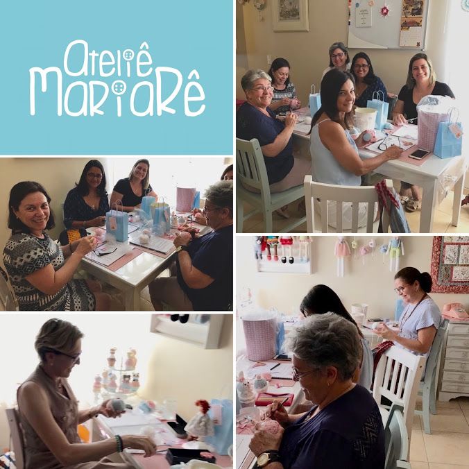 Alunas em um curso presencial de Amigurumi do Ateliê MariaRê